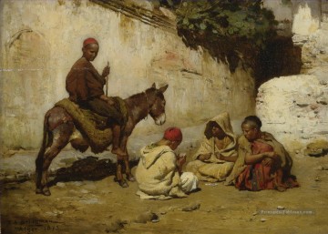 ENFANTS ARABES JOUANT DES CARTES Frederick Arthur Bridgman Arabe Peinture à l'huile